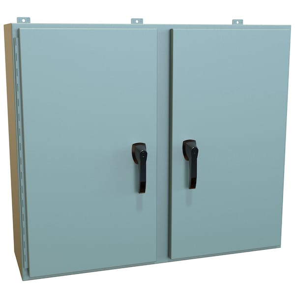 Hammond 3 Point Latch with Padlock Handle Electrical Enclosures, 36 in H, 12 in D, 42 in W, NEMA 4, Steel HN4WM364212GY - main